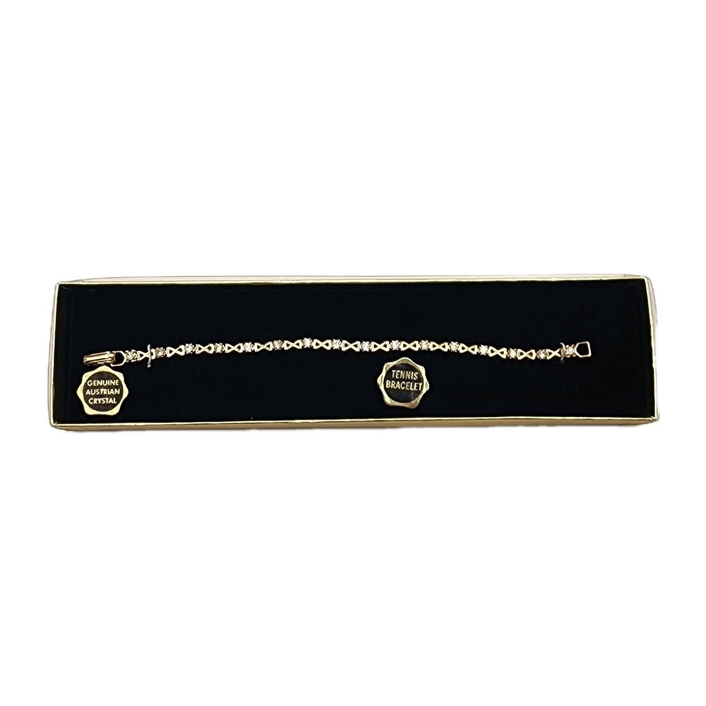 Vintage Infinity Link‎ Tennis Bracelet Genuine Austrian Crystal Gold Tone Classy